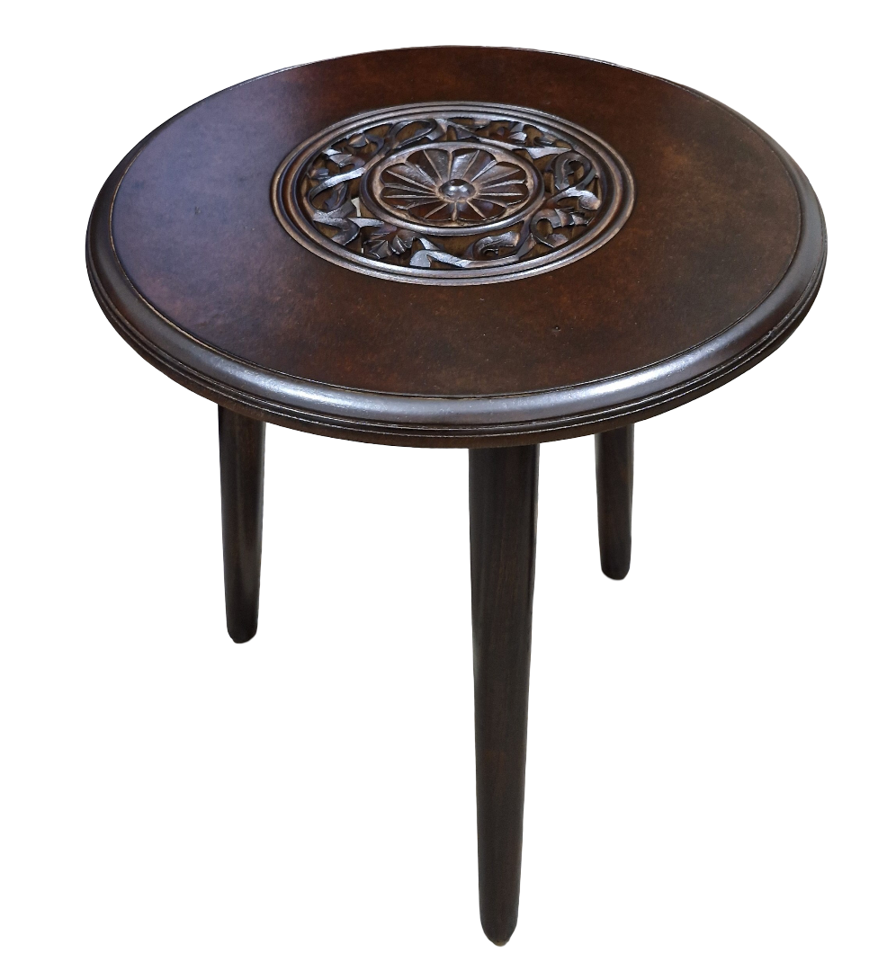 Wooden Carved Top Foldable Stool