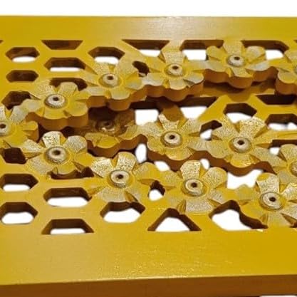 Set of 2 Yellow Wooden Wall Hanging Mirror Frames