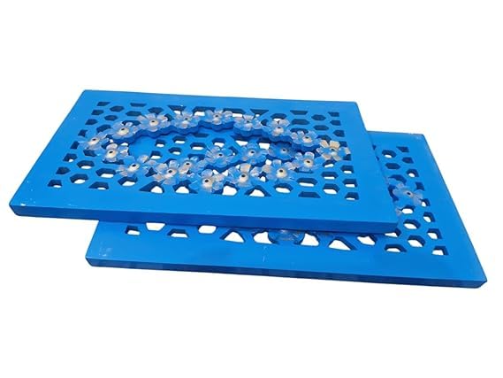 Set of 2 Blue Wooden Wall Hanging Mirror Frames