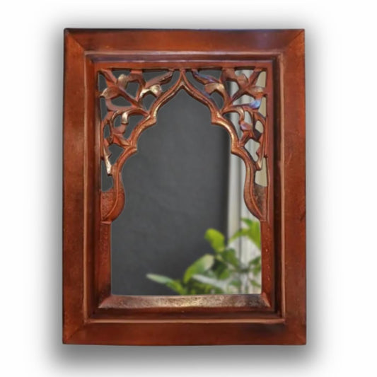 Antique Brown Wooden Jharokha | Wall Mirror Frame
