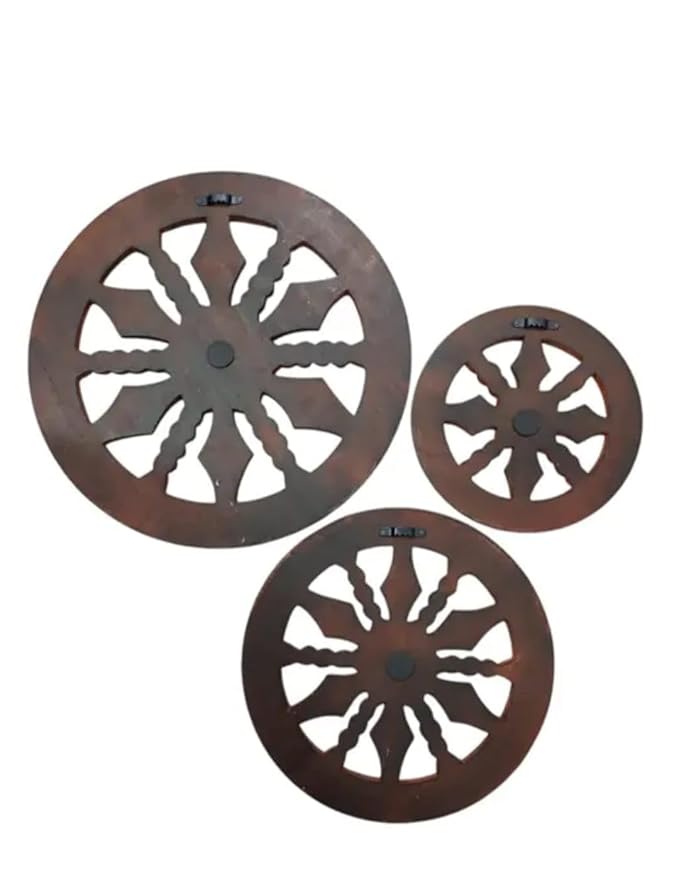 Wooden Wall Panels Set of 3 | Ashoka Chakra Wheel