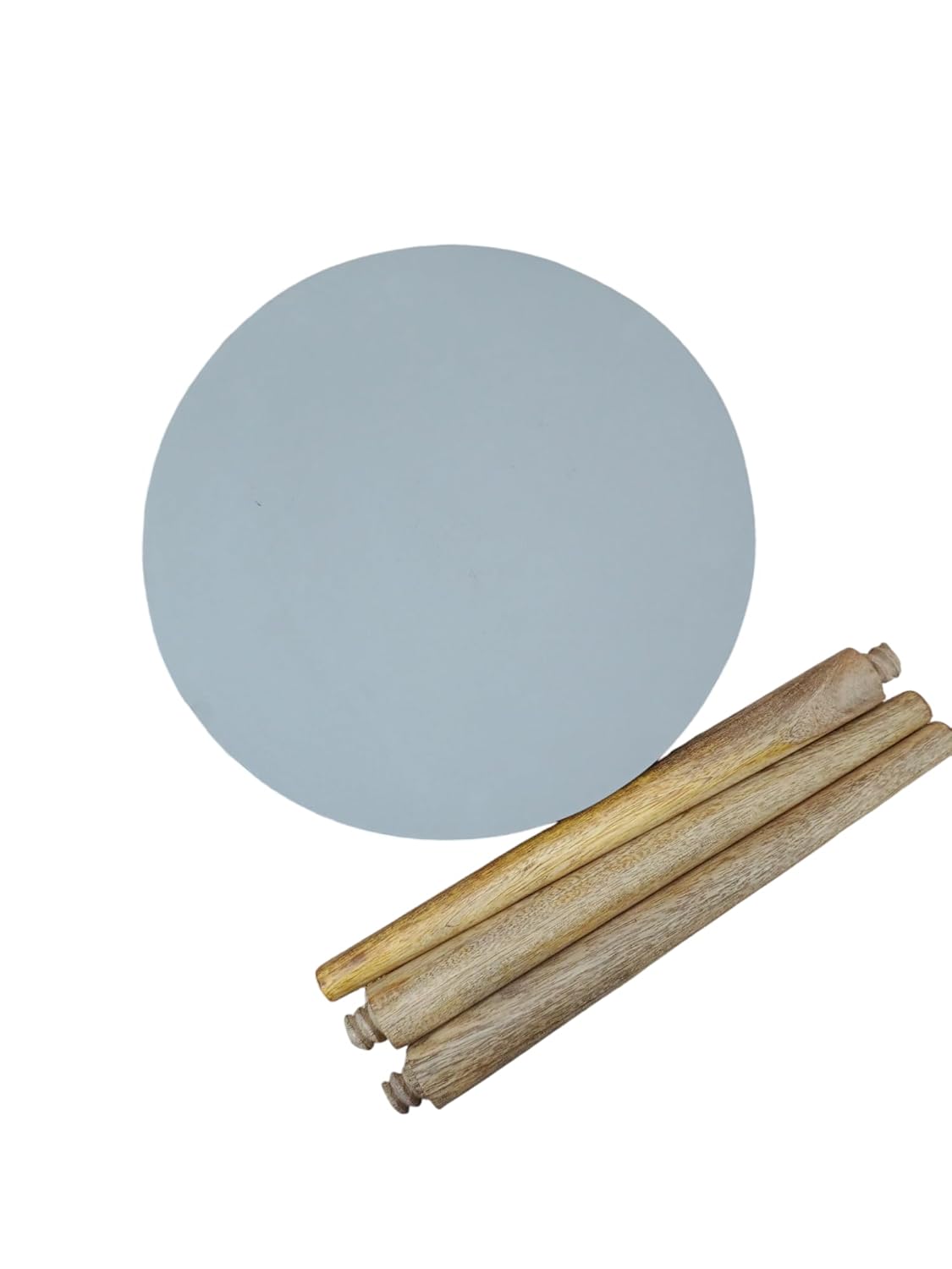 Wooden Stool with Round Top | Grey Accent Stool