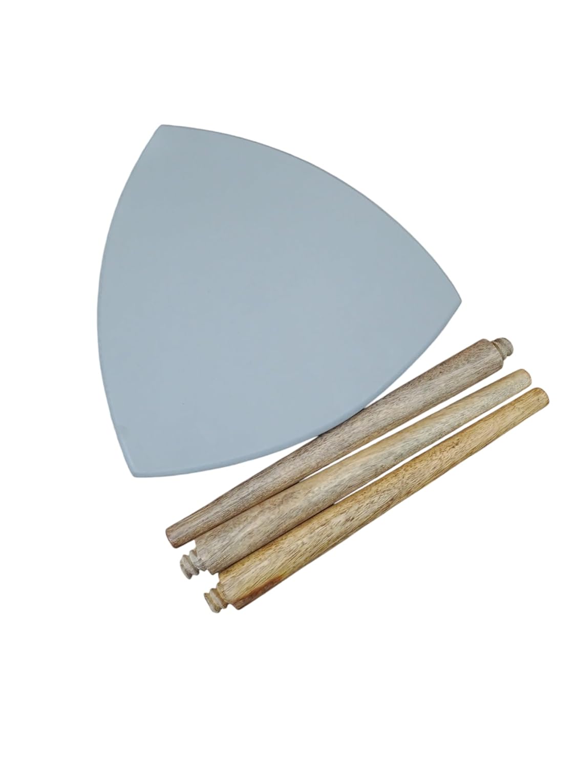 Wooden Stool with Triangle Top | Grey Accent Stool