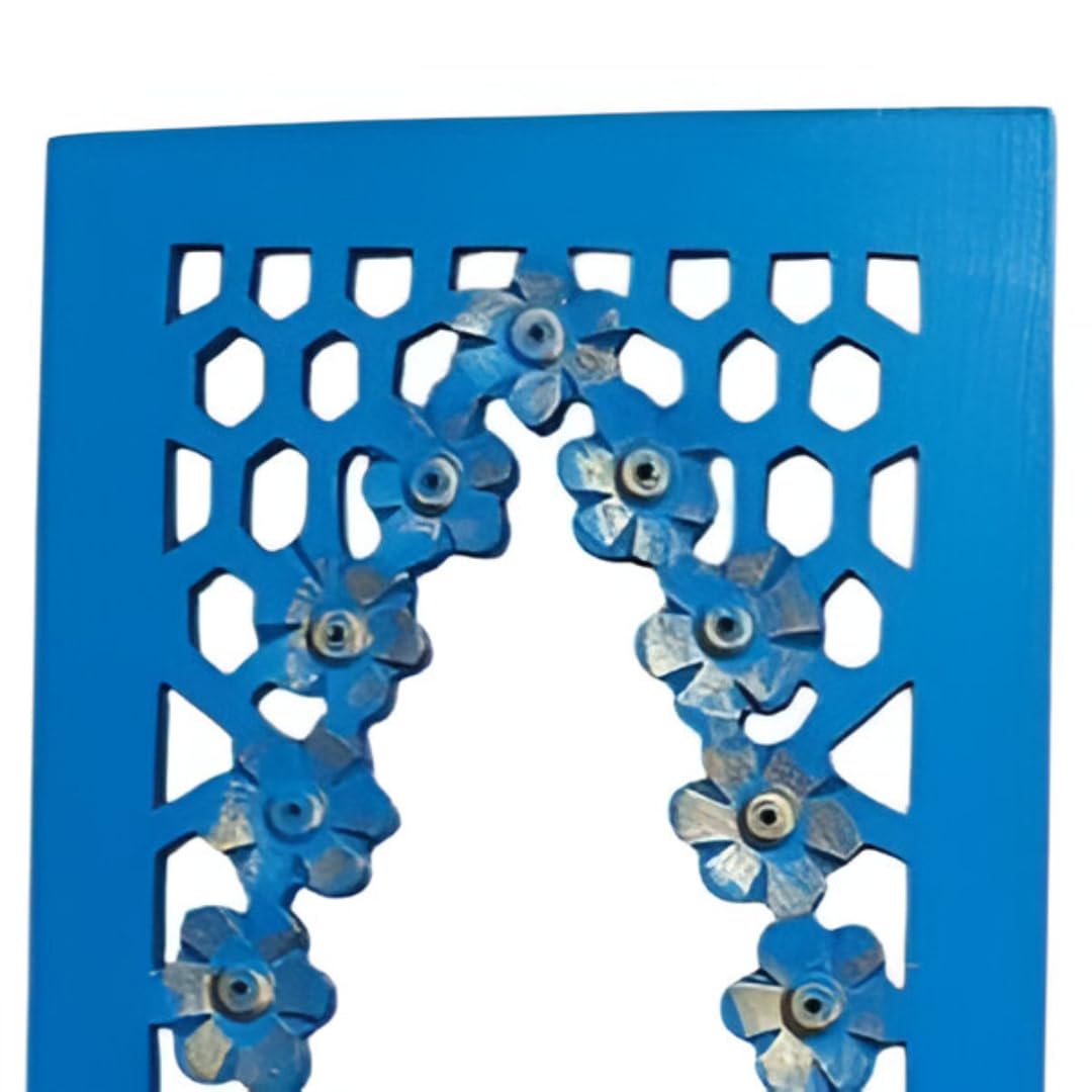 Set of 2 Blue Wooden Wall Hanging Mirror Frames