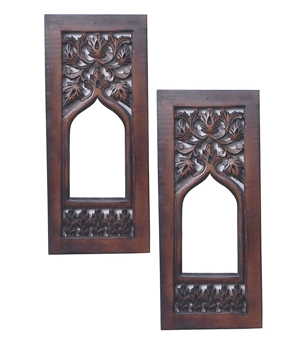 Set of 2 – Wooden Wall Hanging Jharoka with Inside Mirror