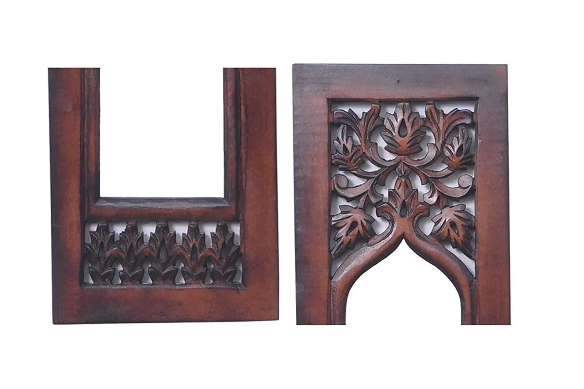 Set of 2 – Wooden Wall Hanging Jharoka with Inside Mirror