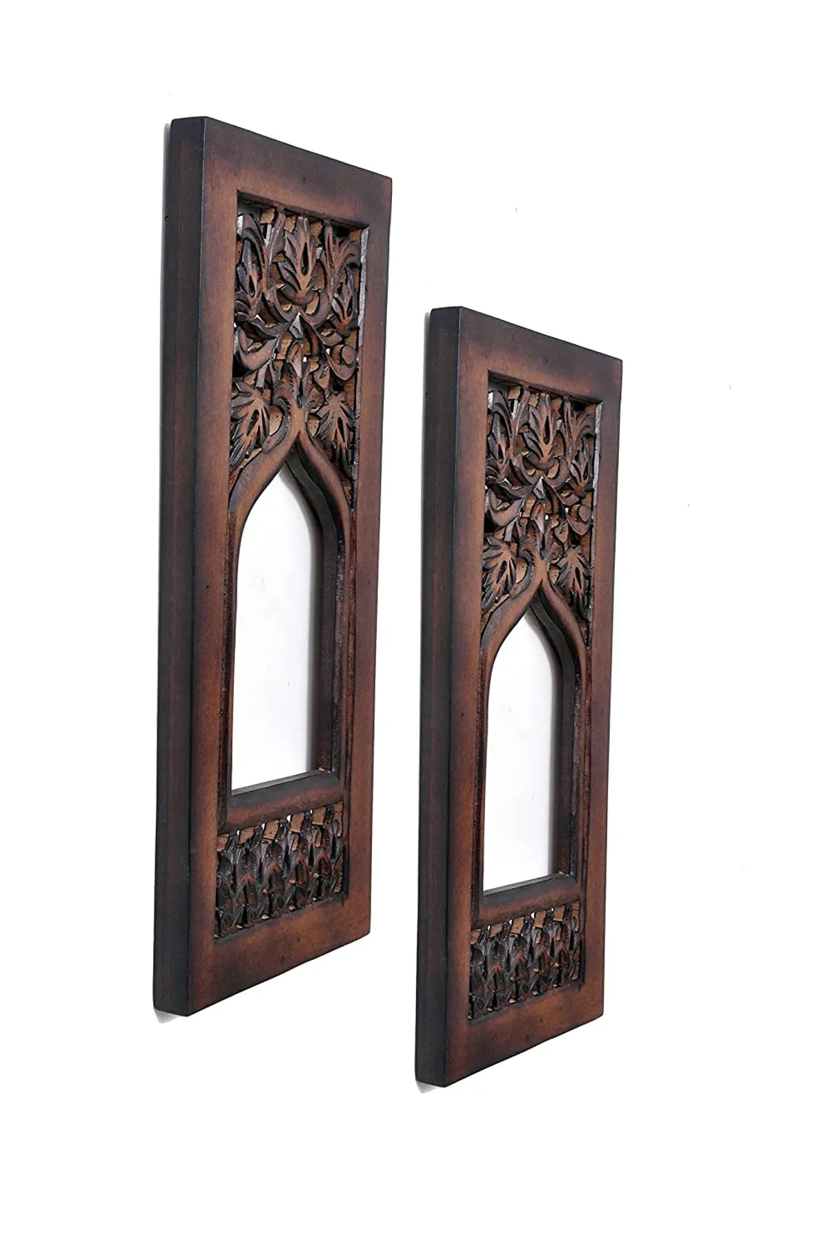 Set of 2 – Wooden Wall Hanging Jharoka with Inside Mirror