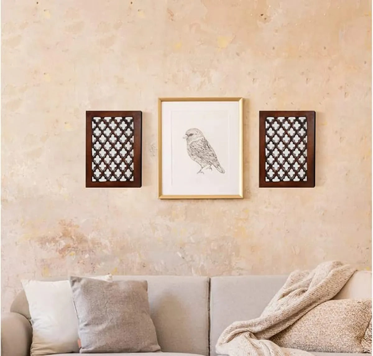 set of 2 - Wooden Wall Jharokha with Inside Mirror