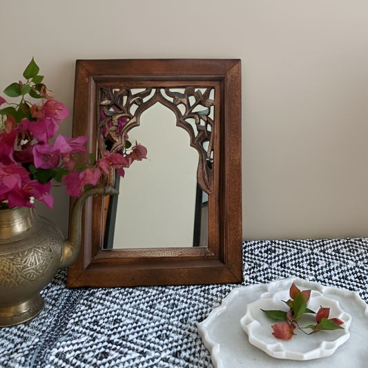 Antique Black Wooden Jharokha| Wall Mirror Frame