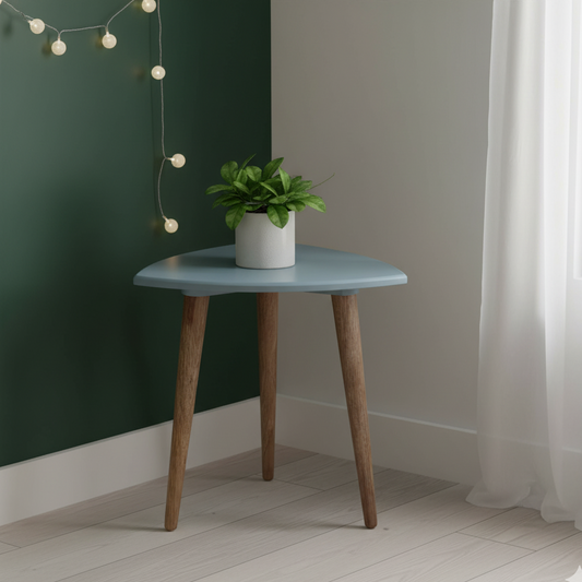 Wooden Stool with Triangle Top | Grey Accent Stool
