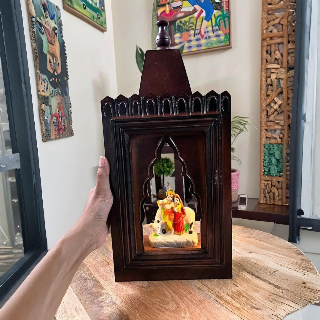 Wooden Pooja Stand with LED Spot Light