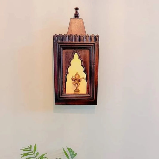 Wooden Pooja Stand with LED Spot Light