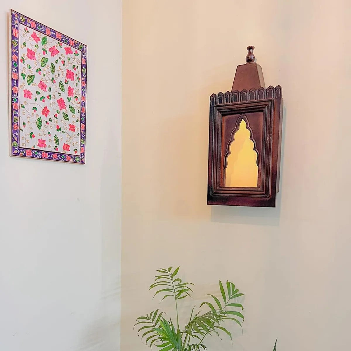 Wooden Pooja Stand with LED Spot Light