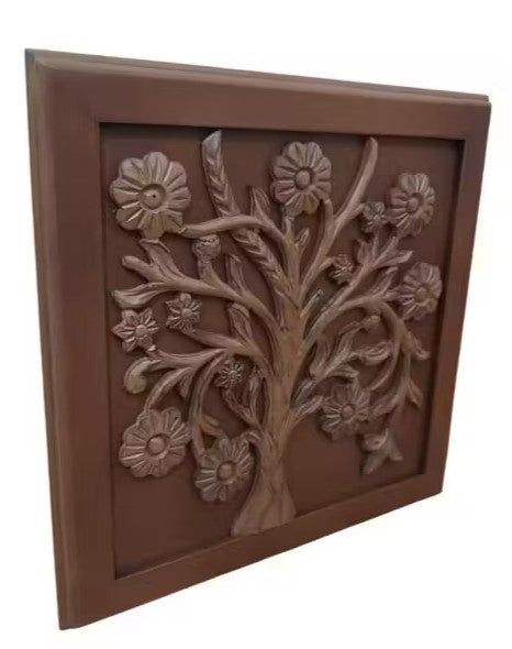 Hand Carved Wooden Wall Panel – Tree Design