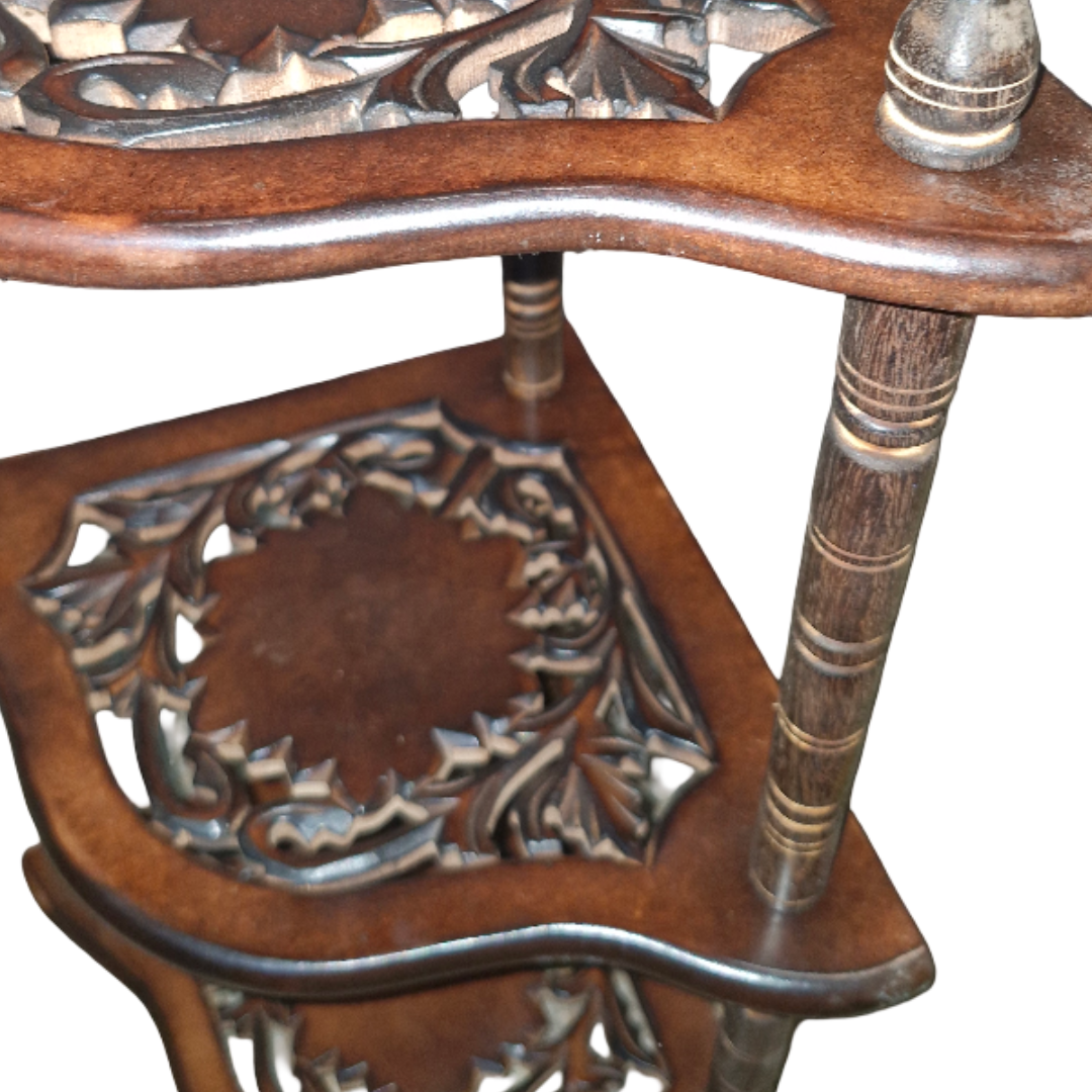 Wooden 3 Shelves Corner Table | Mini Corner Stand