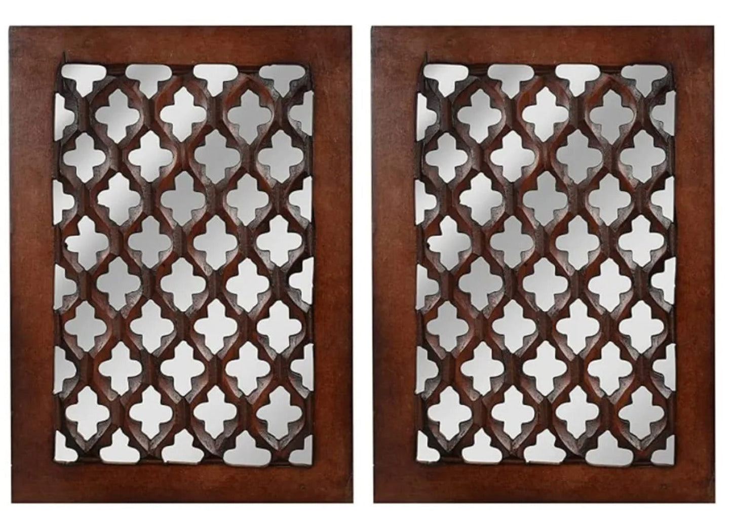 set of 2 - Wooden Wall Jharokha with Inside Mirror